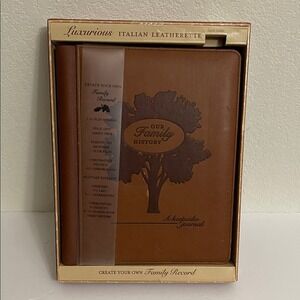 NEW Create Your Own Family Record A‎ Keepsake Journal Italian Leatherette